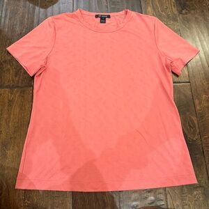 St. John Sport Athletic Dri-Fit T-shirt Embossed Logo Coral Pink size Medium